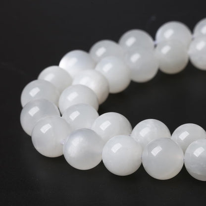 45pcs 8mm Natural White Moonstone Beads AAA Gemstone Round Loose Beads for Jewelry Making DIY Bracelets Necklaces Crystal Energy Healing Stone Beads 15" (8mm, White Moonstone)