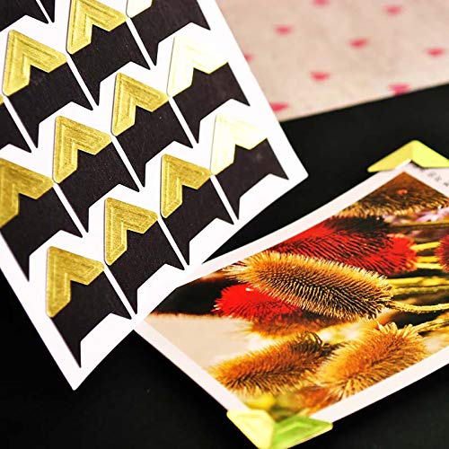 10 Sheet (240-pack) Photo Corners Self Adhesive Photo Foto Corner Stickers for Scrapbooking Personal Journal (Style2-10sheet Gold) (240 Count)