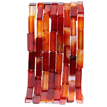 Natural Red Agate Rectangle Tube Beads 4x13mm 38cm (28 Count)