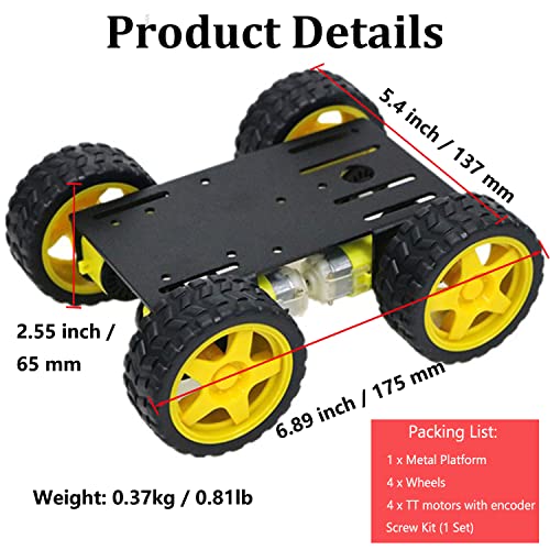 Professional 4WD Robot Smart Car Chassis Kit C101 with Speed Encoder TT Motor