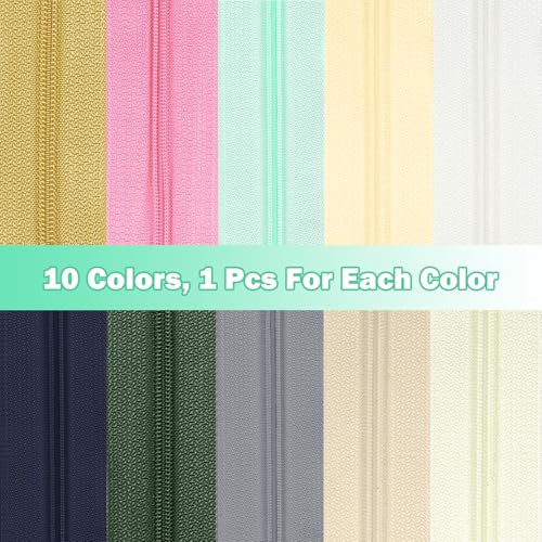 31 Yards 10 Pcs Sewing Zippers #3 Nylon Coil Zippers Assorted Zipper for Sewing with 40 Zipper Sliders for DIY Tailor Sewing Crafts Supplies