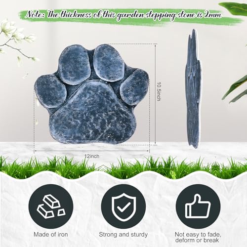 3 Pieces Dog Paw Garden Stepping Stones Garden Decor Cast Irons Dog Rocks Rustic Outdoor Stones Decorative Stone for Garden Walkway Outdoor Decoration (3 Count)