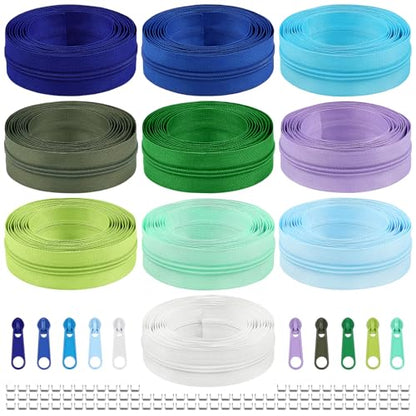 31 Yards 28 m 10 Pieces Sewing Zippers #3 Nylon Coil Zippers Assorted Zipper for Sewing with 40 Zipper Sliders for DIY Tailor Sewing Crafts Supplies (10 Count)