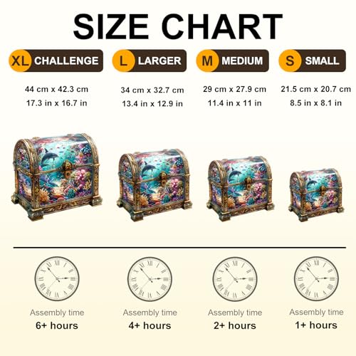 Wooden Puzzles Adults Treasure Chest Ocean Jigsaw 13.4*12.9in (260 Count)