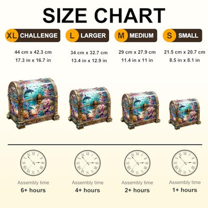 Wooden Puzzles Adults Treasure Chest Ocean Jigsaw 13.4*12.9in (260 Count)
