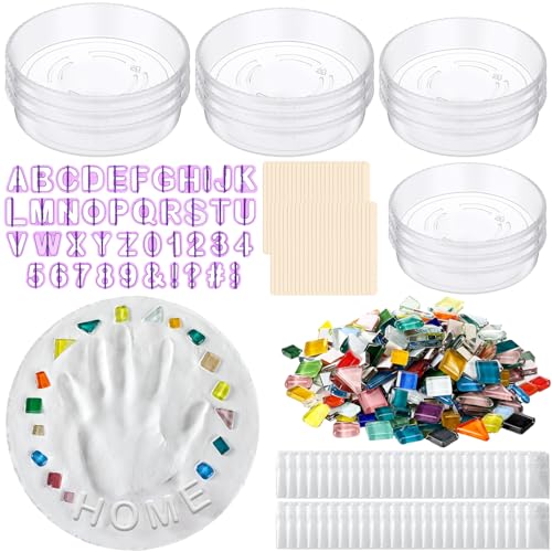 12 Set Stepping Stone Mold Kit Gift Creating Stepping Stones Garden Markers Round Concrete (12 Count)