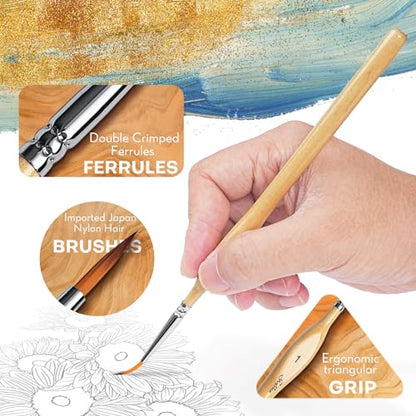 Miniature Paint Brushes 10pcs Detail Paint Brushes Flat Angle Filbert Fine Detail Brush Set for Acrylic