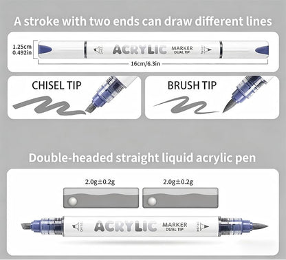 12 Colors Dual Tip Acrylic Paint Markers (12 Count)