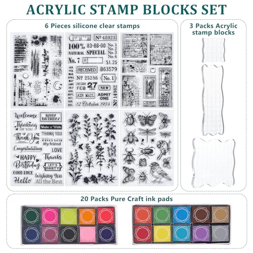 29 Pcs Acrylic Stamps for Crafting Card Making Supplies Set (29 Count)