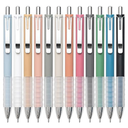 Ballpoint Pens Black Medium Point 1mm Pen with Super Soft Grip Ball Point Pen for Men Women Retractable Pens (12 Count)