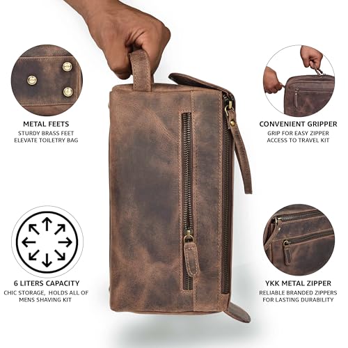 Full Grain Leather Toiletry Bag for Men & Women