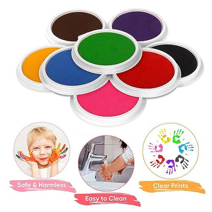 8 Colors Washable Stamp Pads & Ink Pads for Kids