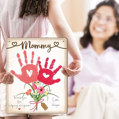 DIY Baby's First Mothers Day Handprint Flowers Hanging Sign