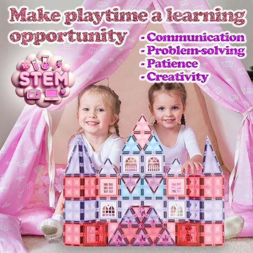 104pcs Frozen Princess Castle Magnetic Tiles Building Blocks (104 Count)