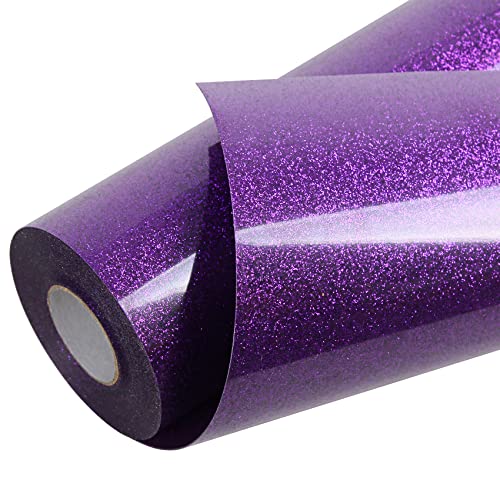 Purple Glitter HTV Heat Transfer Vinyl Roll 12 inch x 20 ft Sparkly Iron on Vinyl for T Shirts Crafts Bulk