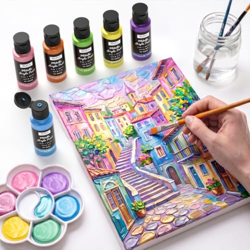 24 Colors Metallic Acrylic Paint Set (48 Fl Oz)