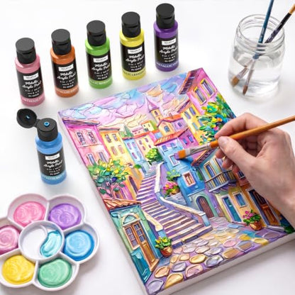 24 Colors Metallic Acrylic Paint Set (48 Fl Oz)