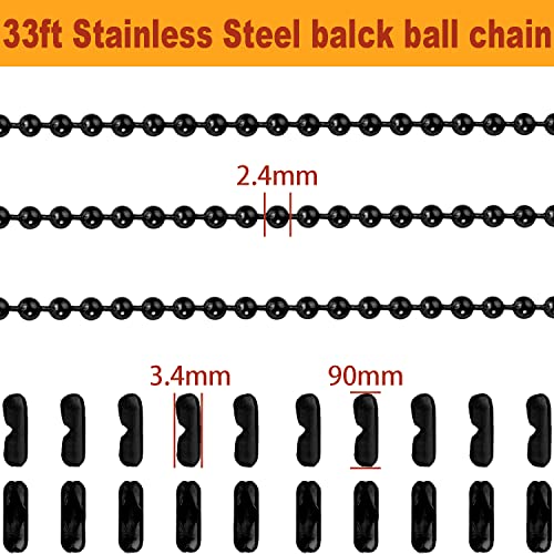 Steel Ball Chain Bead Dog Tag Chain Beaded Necklace Chains for Jewelry Making Bracelet Military Crafts