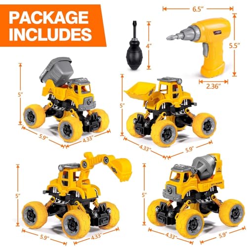 Take Apart Construction Toys for 4 Year Old Boys Gifts Toys Age 4 (4 Count)