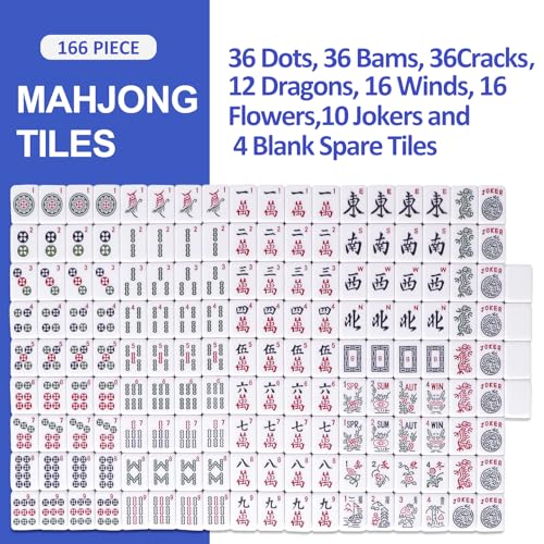 American Mahjong Tile Set with 166 Navy Blue Back Tiles (166 Count)