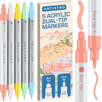Pastel Dual Tip Acrylic Paint Marker Pens (5 Count)