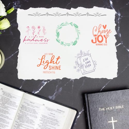 5 Sheets Bible Verse Clear Stamps Christian Jesus Silicone Transparent Stamps Greeting Words Border Stamp Cards for DIY Card Making Scrapbooking Embossing Album Decor (5 Count)