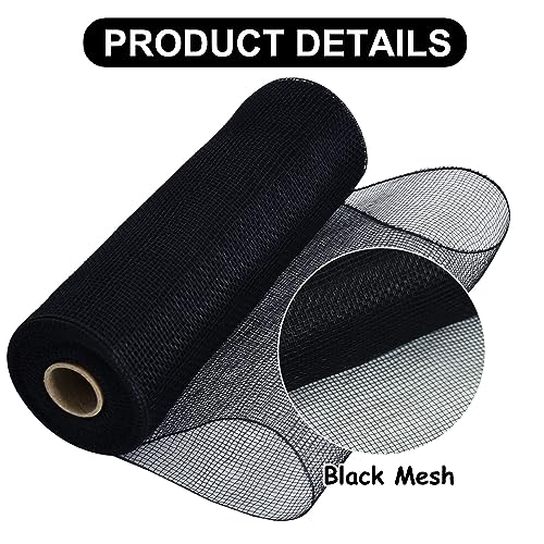 2 Rolls 10 Inch Black Decorative Mesh Ribbbon Rolls (60 Foot)