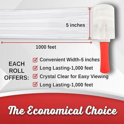 12 Pack Mini Hand Stretch Wrap 5 Inch 1000Ft 60 Gauge 2 Handles
