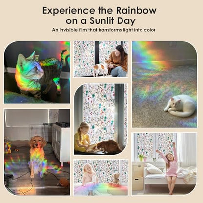 Rainbow 3D Window Stained Glass Privacy Film Decorative