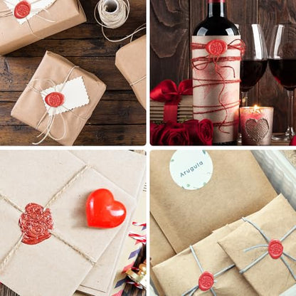 500 Pcs Dark Gold Octagon Wax Seal Beads Kit with 4 Pcs Tea Candles 1 Pc Melting Spoon for DIY Crafts Letters Wedding Wine Bottle Sealing (500 Count)