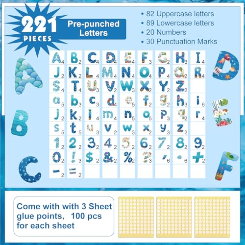 221 Pcs Ocean Bulletin Board Letters for Classroom Wall (221 Count)