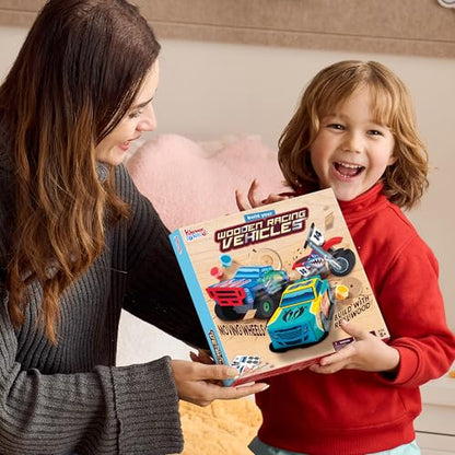 Kids Craft Kit Build & Paint Your Own Wooden Race Car Art & Craft Kit DIY Toy Make Your Own Car Truck Toy Construct and Paint Kit