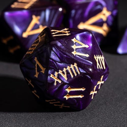 7 Die DND Dice Set Polyhedral Dice Set with a Leather Dice Bag (7 Count)
