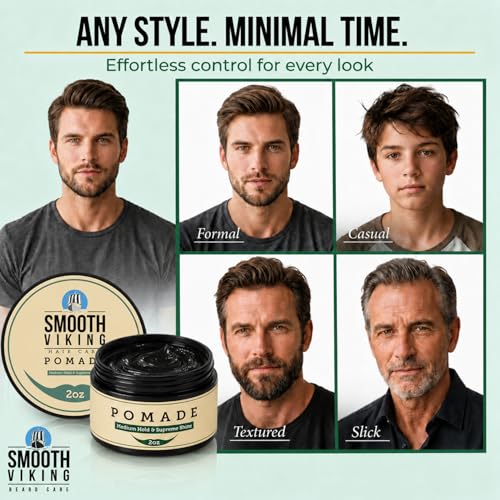 Smooth Viking Medium Hold & High Shine Pomade (2 Ounce)