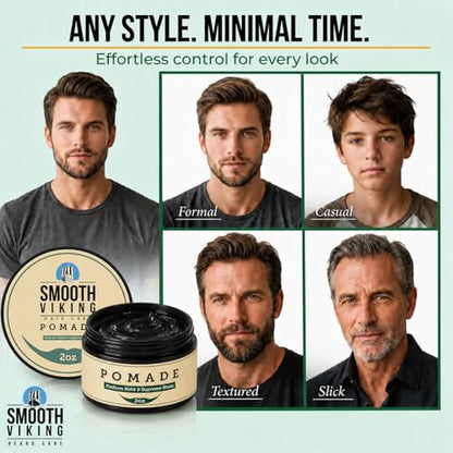 Smooth Viking Medium Hold & High Shine Pomade (2 Ounce)