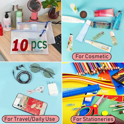 10 Pcs Zipper File Bags (10 Count)