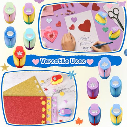 10 Pcs Craft Hole Punch Shapes 1 Inch Paper Punch Hole Mix Shapes Cutters for Paper Crafting Scrapbooking Office Supplies (10 Count)
