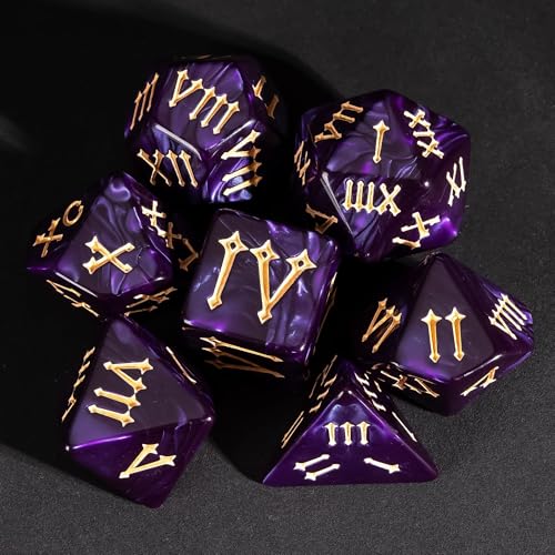 7 Die DND Dice Set Polyhedral Dice Set with a Leather Dice Bag (7 Count)