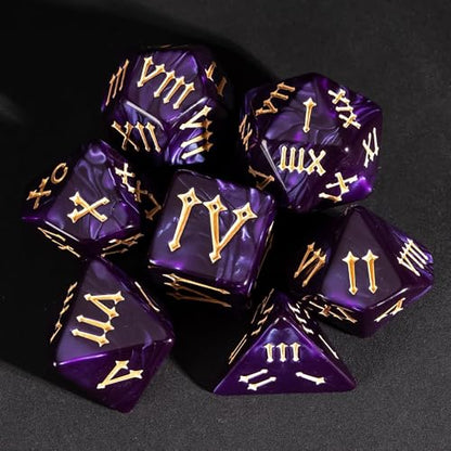 7 Die DND Dice Set Polyhedral Dice Set with a Leather Dice Bag (7 Count)