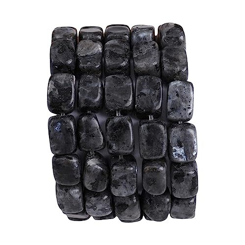 Natural Black Spectrolite Cuboid Stone Loose Semi Gemstone Beads for Jewelry Making 8mmx12mm 38cm (33 Count)