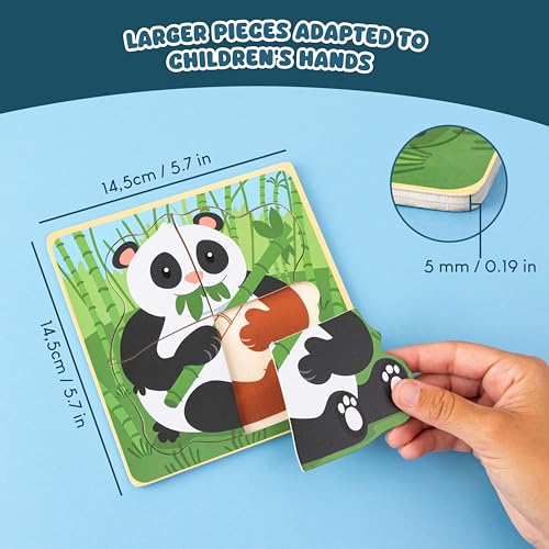 4 Pieces Wooden Puzzles Pack 16 Party Favors for Kids 1 to 5. Birthday Goodie Bags Stuffers (16 Count)