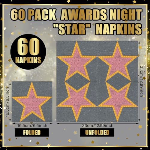 60 Pcs Movie Star Cocktail Paper Napkins 6.5 x 6.5 Inches (60 Count)