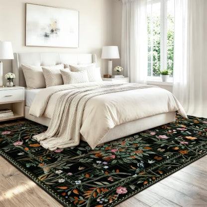 Black Boho 8x10 Area Rugs for Living Room