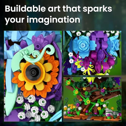 Floral Owl Toy Building Set for Adults Women