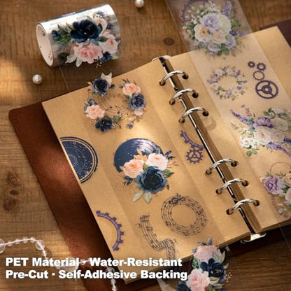 4 Rolls Vintage Floral PET Tape for Scrapbook Journaling (4 Count)