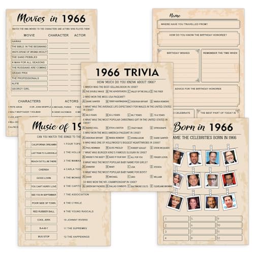 60th Birthday Party Games (5 Count)