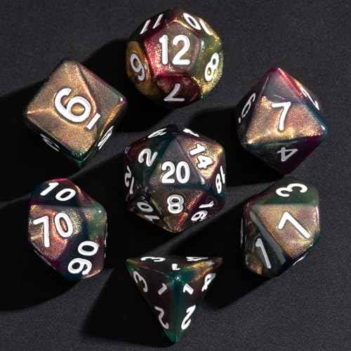 7 Die DND Dice Set Polyhedral Dice Set with a Leather Dice Bag (7 Count)