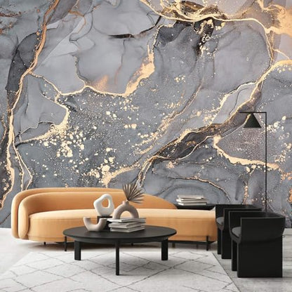 Gray and Gold Marble Wallpaper wall murals for Bedroom 114"x74"