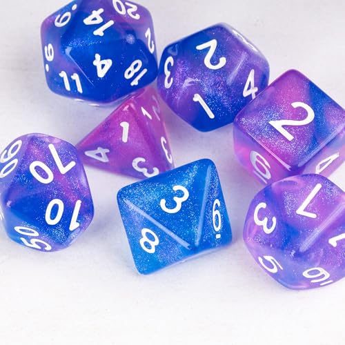 7 Die DND Dice Set Polyhedral Dice Set with a Leather Dice Bag (7 Count)