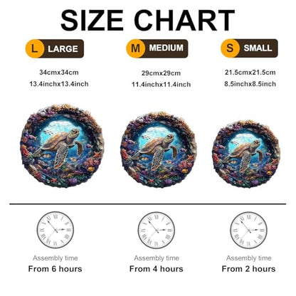 3D Cute Sea Turtle Puzzles Coral Ocean Fish Colorful Puzzle 295 Pieces Wooden Puzzles Adults Birthday Gifts for Women Men 13.4x13.4in (295 Count)